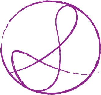 Purple logo of a cursive capital S with a purple circle around it.